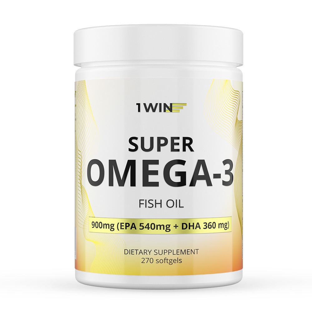 1Win Комплекс Омега-3 900 мг, 270 капсул (1Win, Omega) 1win комплекс магния цитрат с витамином b6 180 капсул 1win vitamins