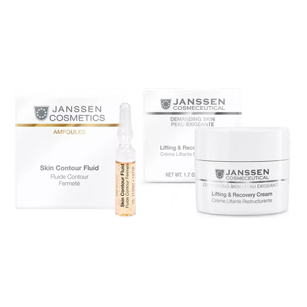 Janssen Cosmetics Набор средств для лица и век Восстановление и питание: сыворотка 2 мл х 7 шт + крем 50 мл (Janssen Cosmetics, Demanding skin) janssen cosmetics лифтинг сыворотка skin contour fluid в ампулах с пептидами тимулирующими синтез эластина 7 2 мл