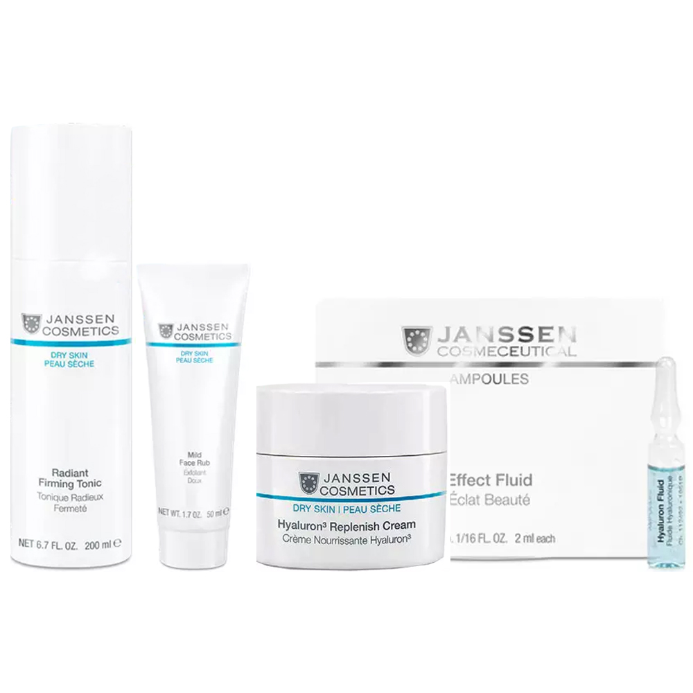 Janssen Cosmetics Набор Очищение и увлажнение жирной и проблемной кожи: сыворотка 2 мл х 7 шт + тоник 200 мл + скраб 50 мл + крем 50 мл (Janssen Cosmetics, Dry Skin)