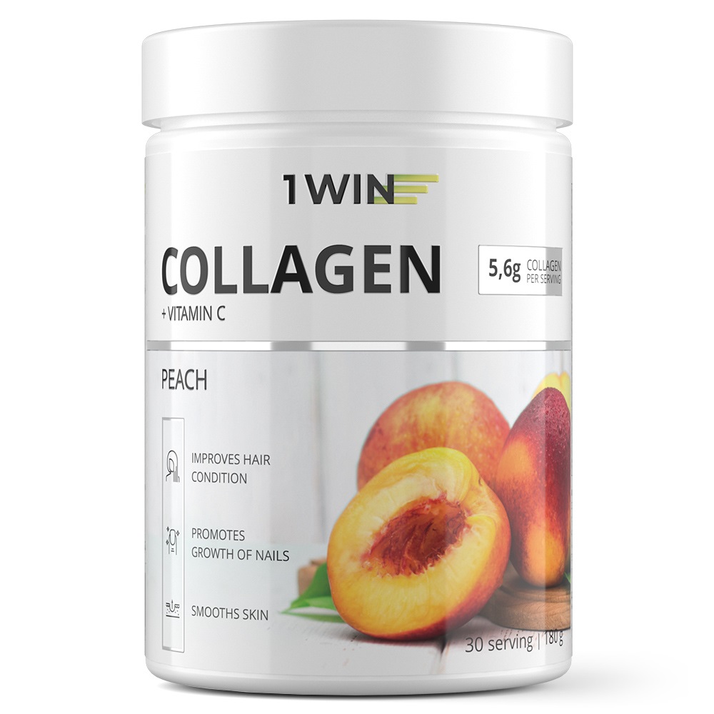 Купить 1WIN Комплекс Коллаген с витамином С со вкусом персика, 30 порций, 180 г (1WIN, Collagen)