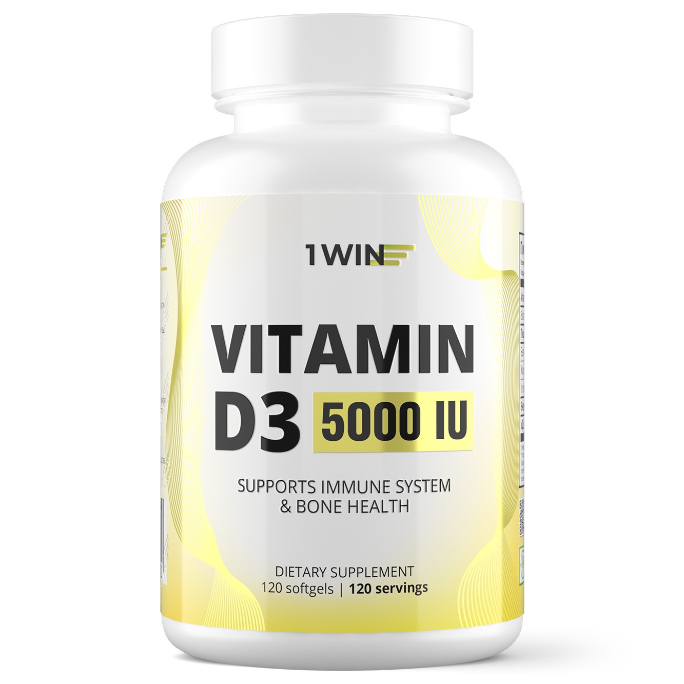 1Win Комплекс Капсулированный витамин D3 5000 ME, 120 капсул (1Win, Vitamins & Minerals)