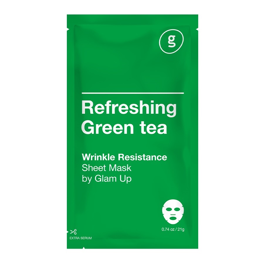 GLAM UP Освежающая тканевая маска с экстрактом зеленого чая, 21 г (GLAM UP, )