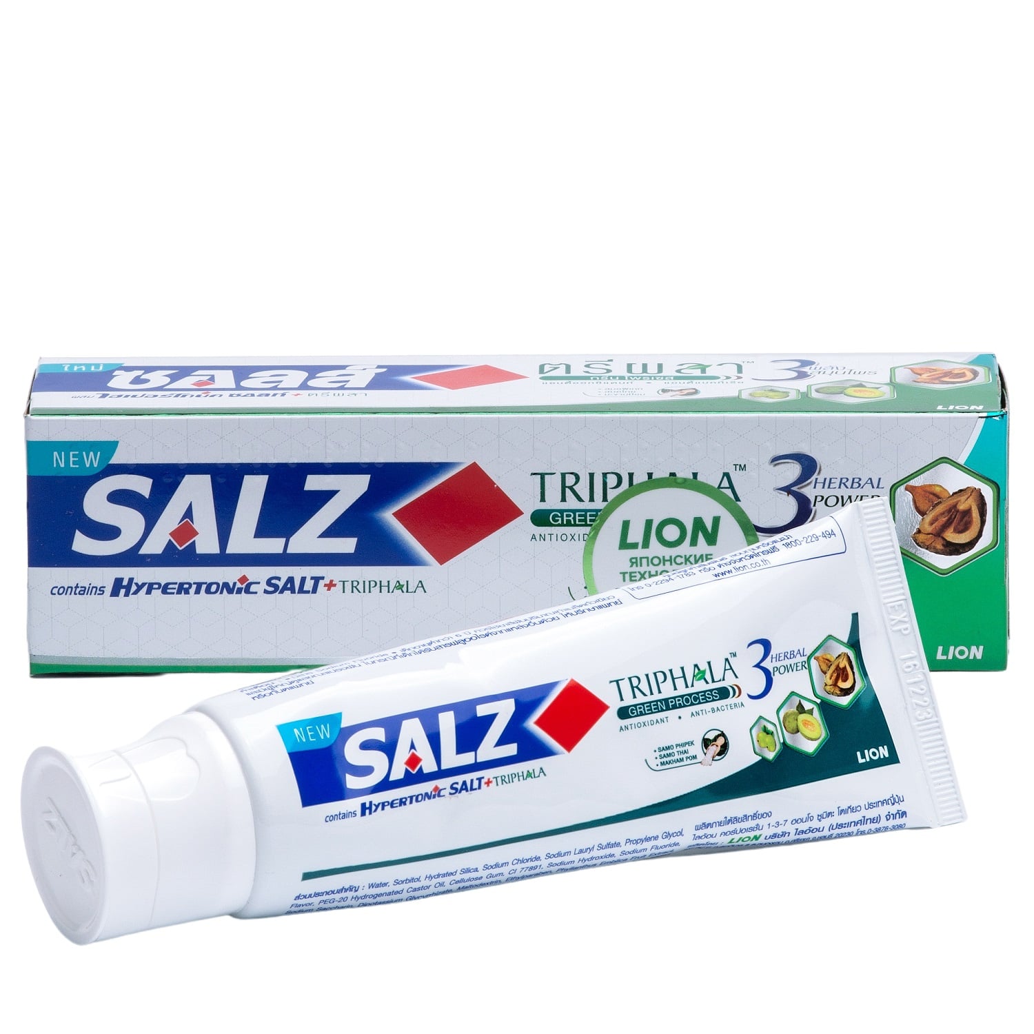 Lion Thailand Зубная паста Herbal с гипертонической солью и трифалой, 80 г (Lion Thailand, Salz)
