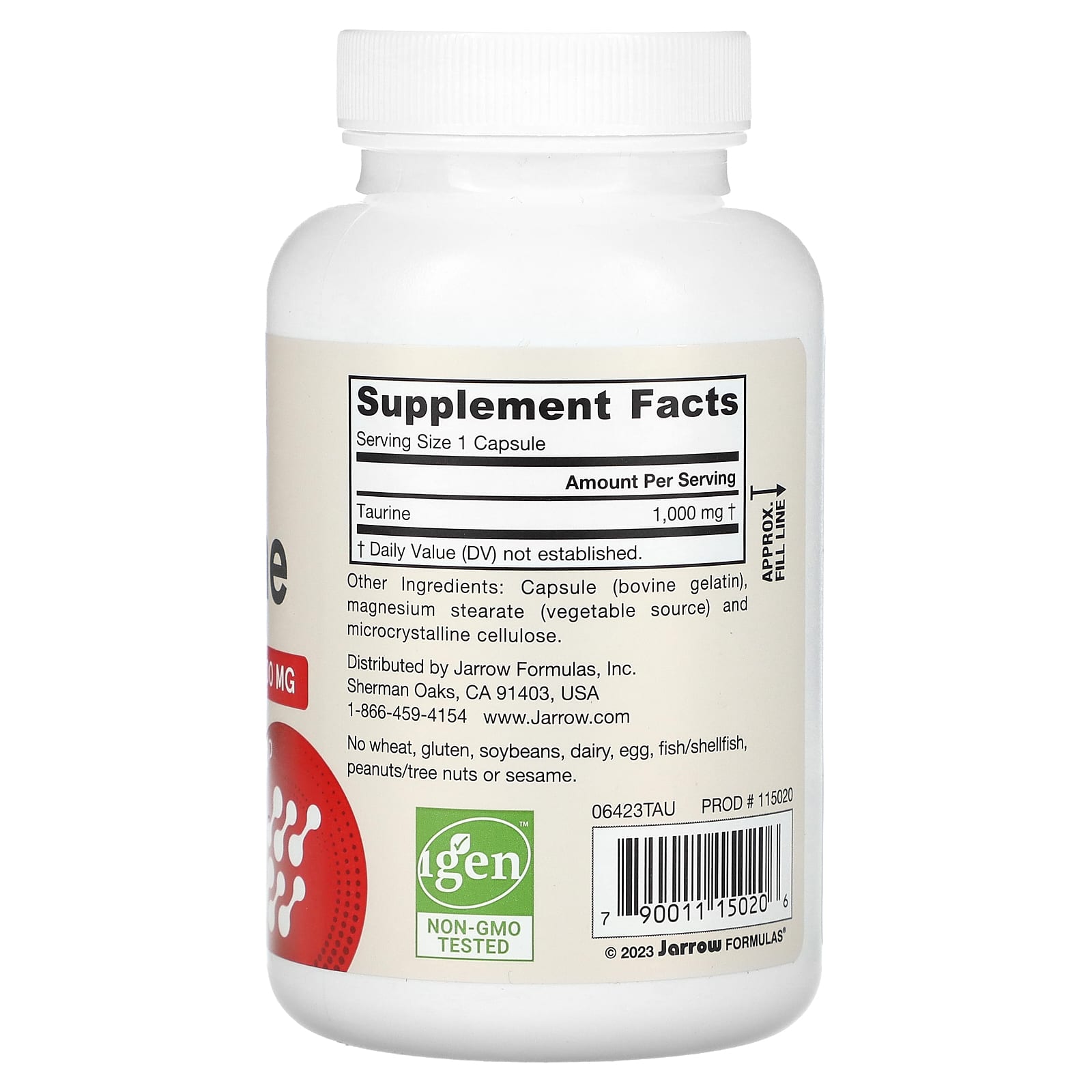 Аминокислота Таурин 1000 мг, 100 капсул (JARROW, Энергия & метаболизм) фото 1
