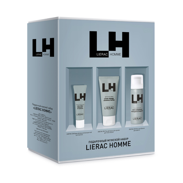 Lierac Подарочный набор (пена для бритья 50 мл + гель для душа 50 мл + антивозрастной крем-флюид 10 мл) (Lierac, Lierac Homme)