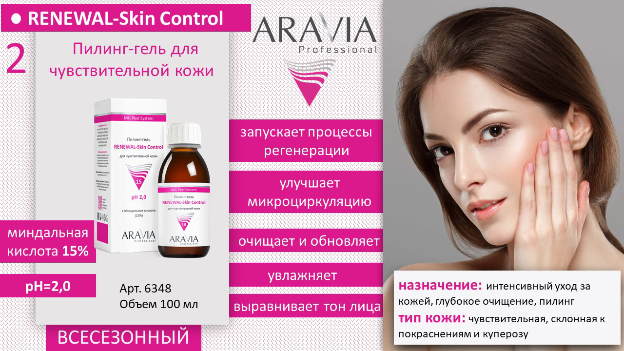 Аравия Профессионал Пилинг-гель для чувствительной кожи Renewal-Skin Control, 100 мл (Aravia Professional, Уход за лицом) фото 1