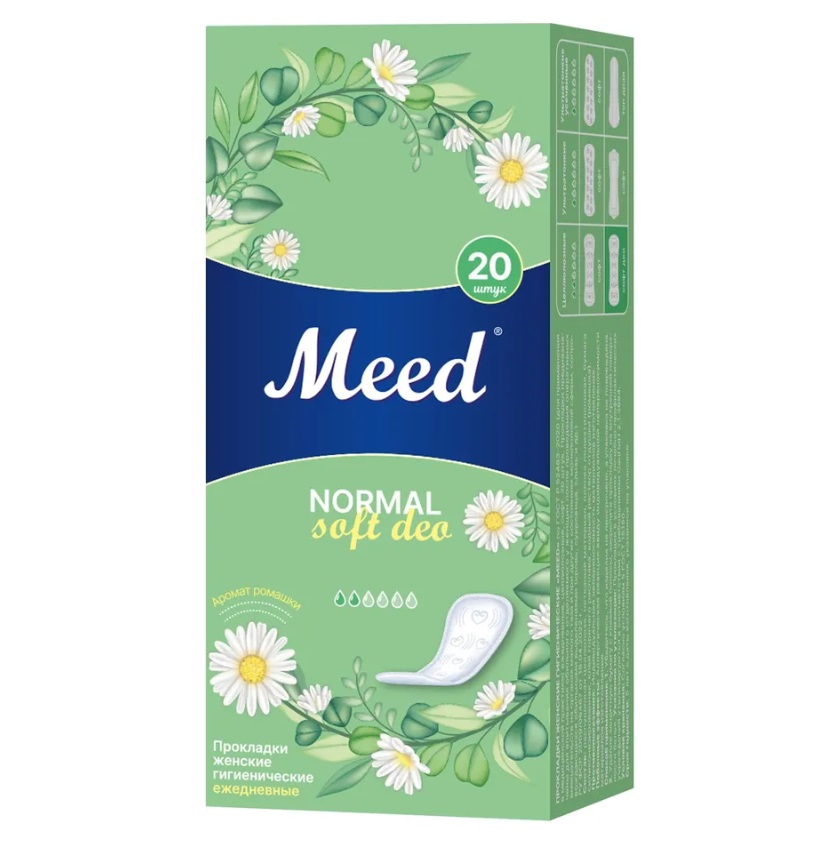 Мид Ежедневные целлюлозные прокладки Normal Soft Deo, 20 шт (Meed, Гигиенические прокладки) фото 0