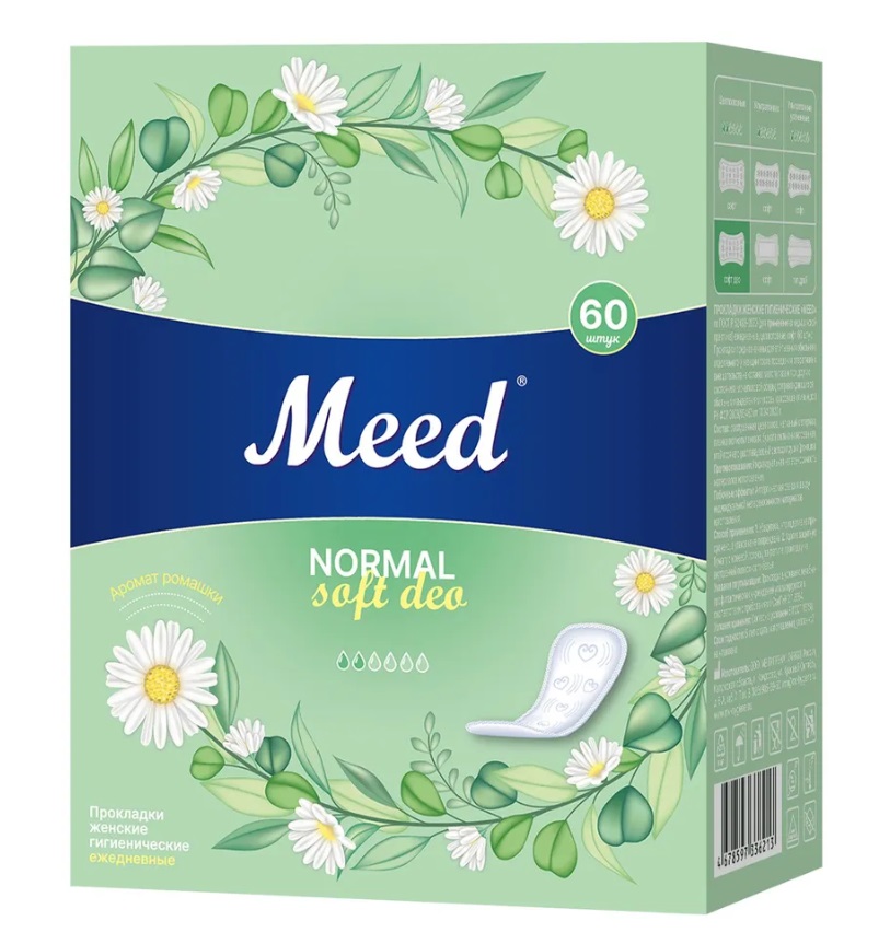 Meed Ежедневные целлюлозные прокладки Normal Soft Deo,  60 шт (Meed, Гигиенические прокладки)