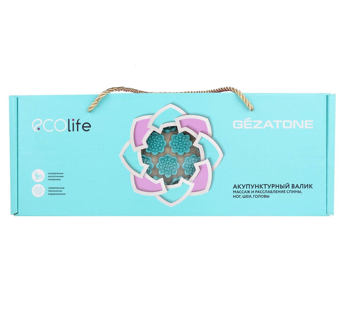 Жезатон Массажный акупунктурный валик EcoLife бирюзовый, 40 х 15 см (Gezatone, Акупунктурные коврики и подушки) фото 1