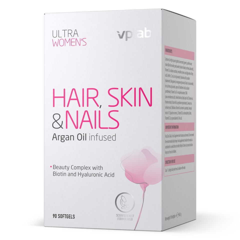 VPLAB Витаминно-минеральный комплекс для улучшения состояния волос, ногтей и кожи у женщин, 90 мягких капсул (VPLAB, Ultra Womens)