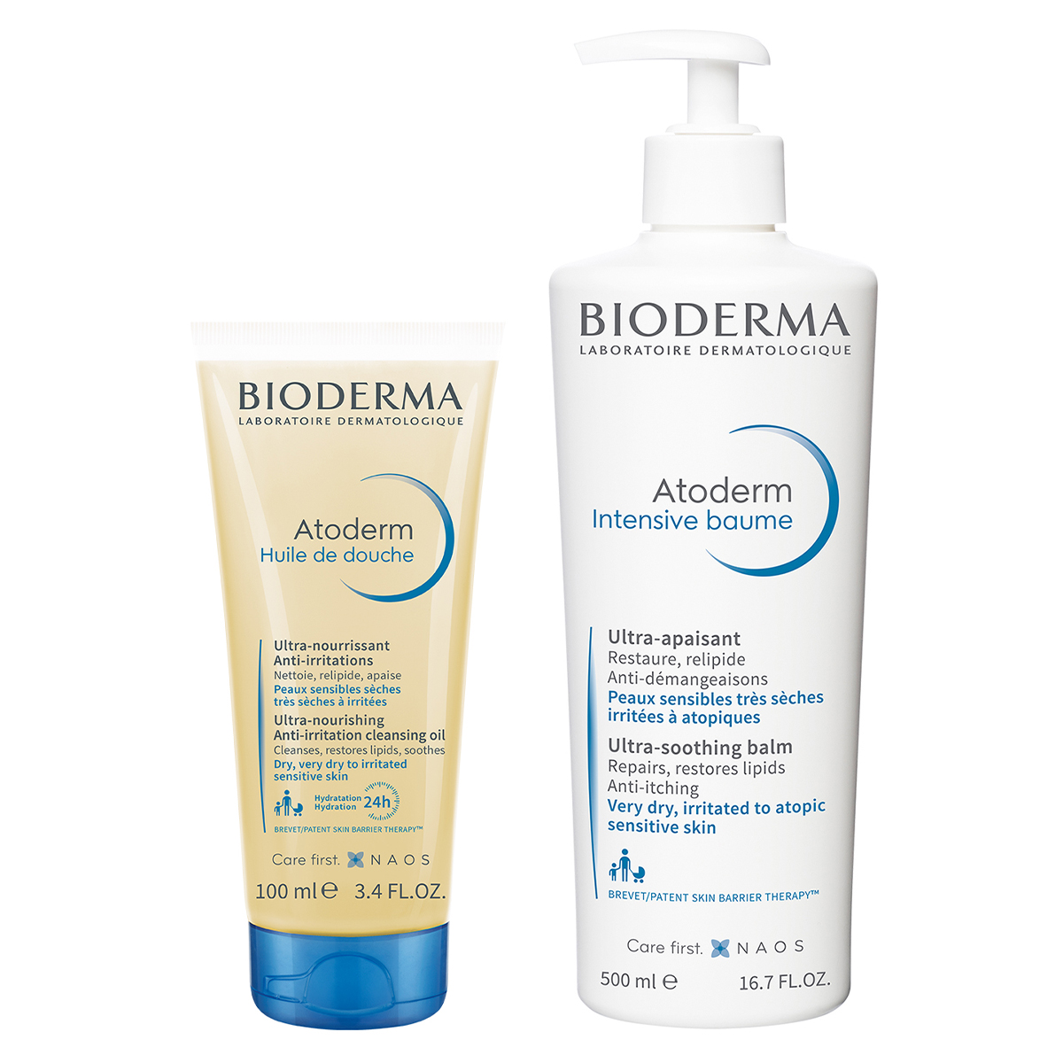 bioderma набор intensive бальзам 500 мл очищающий гель 500 мл bioderma atoderm Bioderma Набор средств для сухой, чувствительной, атопичной кожи (Bioderma, Atoderm)
