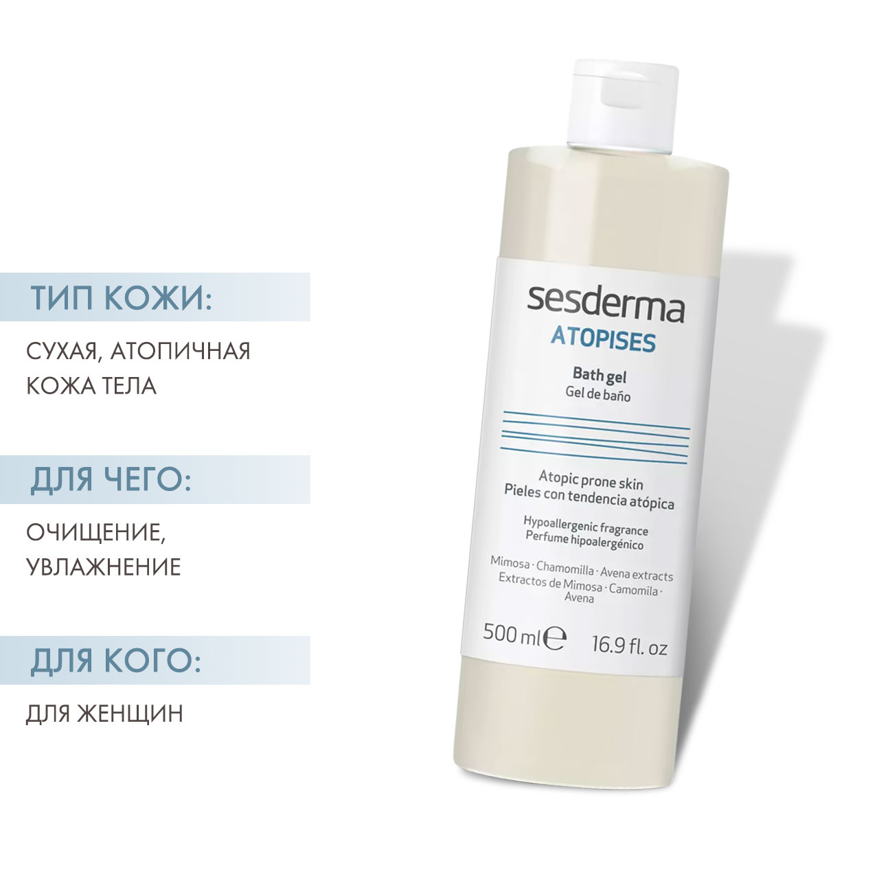 Сесдерма Успокаивающий гель для душа, 500 мл (Sesderma, Atopises) фото 1