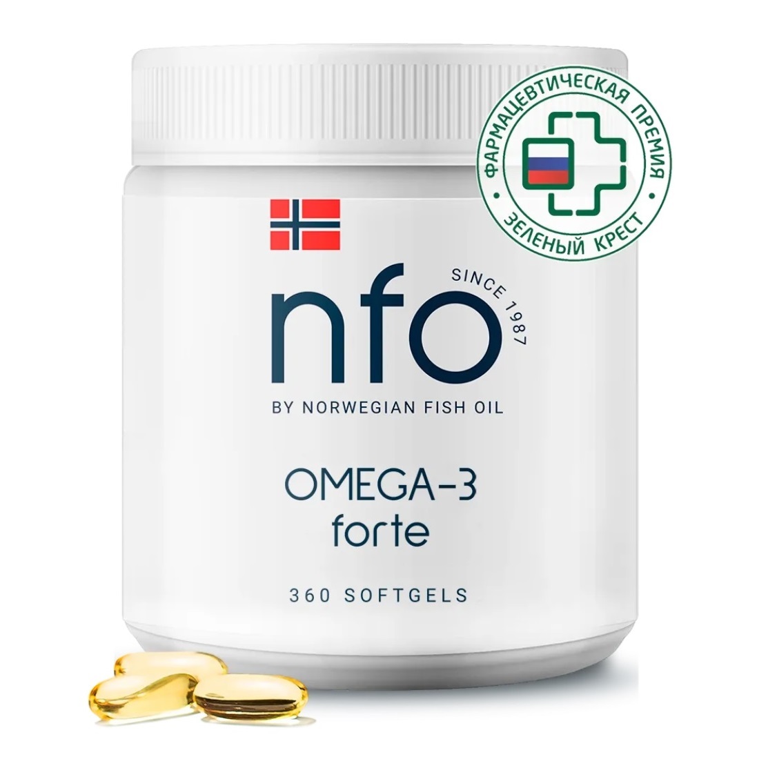 Норвегиан Фиш Ойл Омега-3 форте 3+, 360 капсул (Norwegian Fish Oil, Омега 3) фото 0