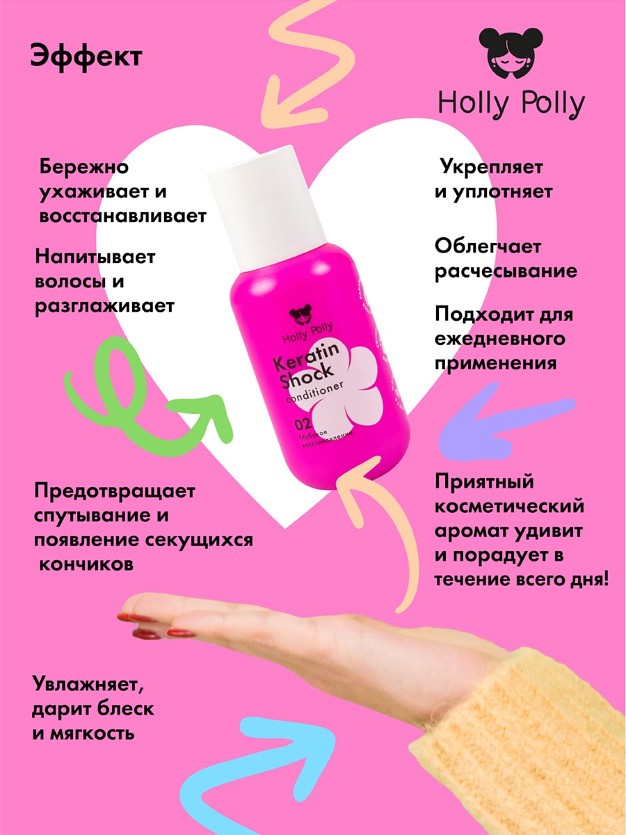Холли Полли Восстанавливающий кондиционер, 65 мл (Holly Polly, Keratin Shock) фото 3