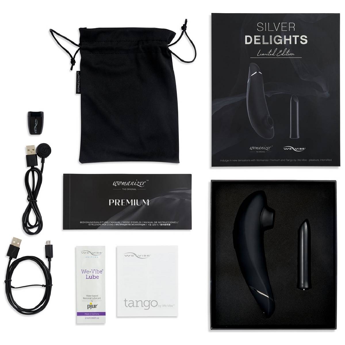 Ви-вайб Набор Womanizer Premium + We-Vibe Tango, серебряный (We-Vibe, ) фото 1