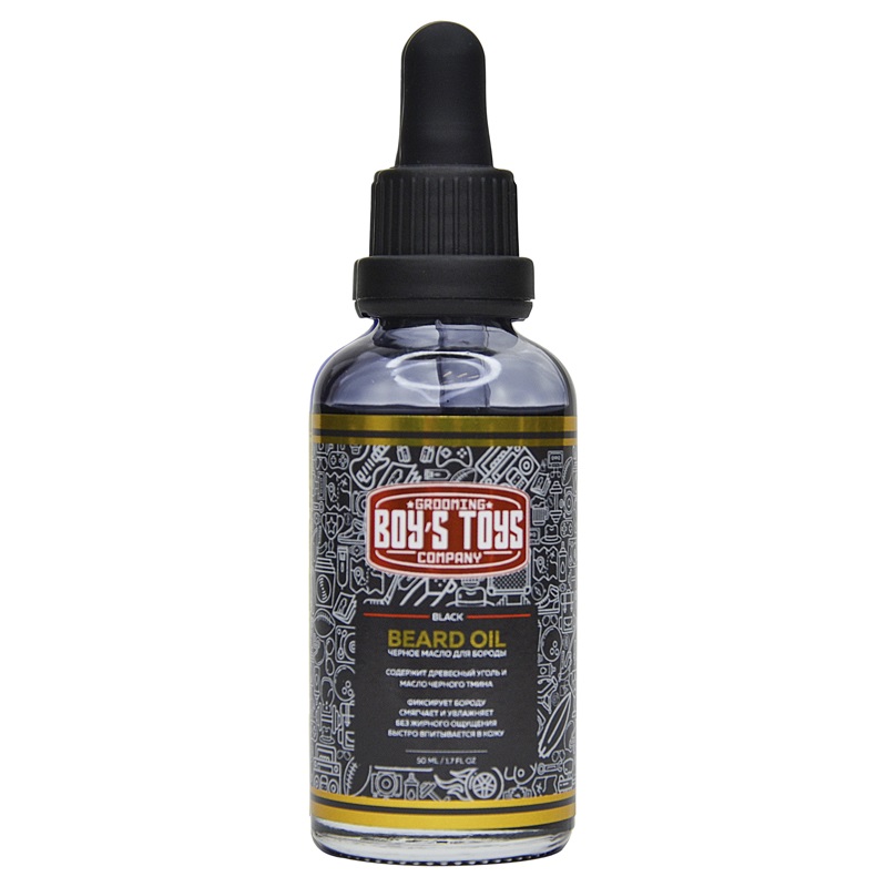 Boys Toys Чёрное масло для бороды Black Beard Oil с содержанием древесного угля и масла чёрного тмина, 50 мл (Boys Toys, Уход)