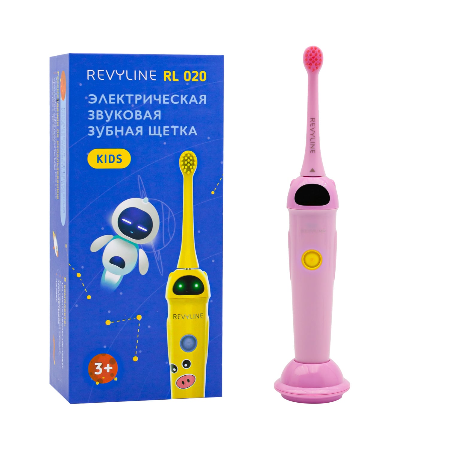 цена REVYLINE Детская электрическая звуковая зубная щетка RL 020 3+, розовая, 1 шт (REVYLINE, Электрические зубные щетки)