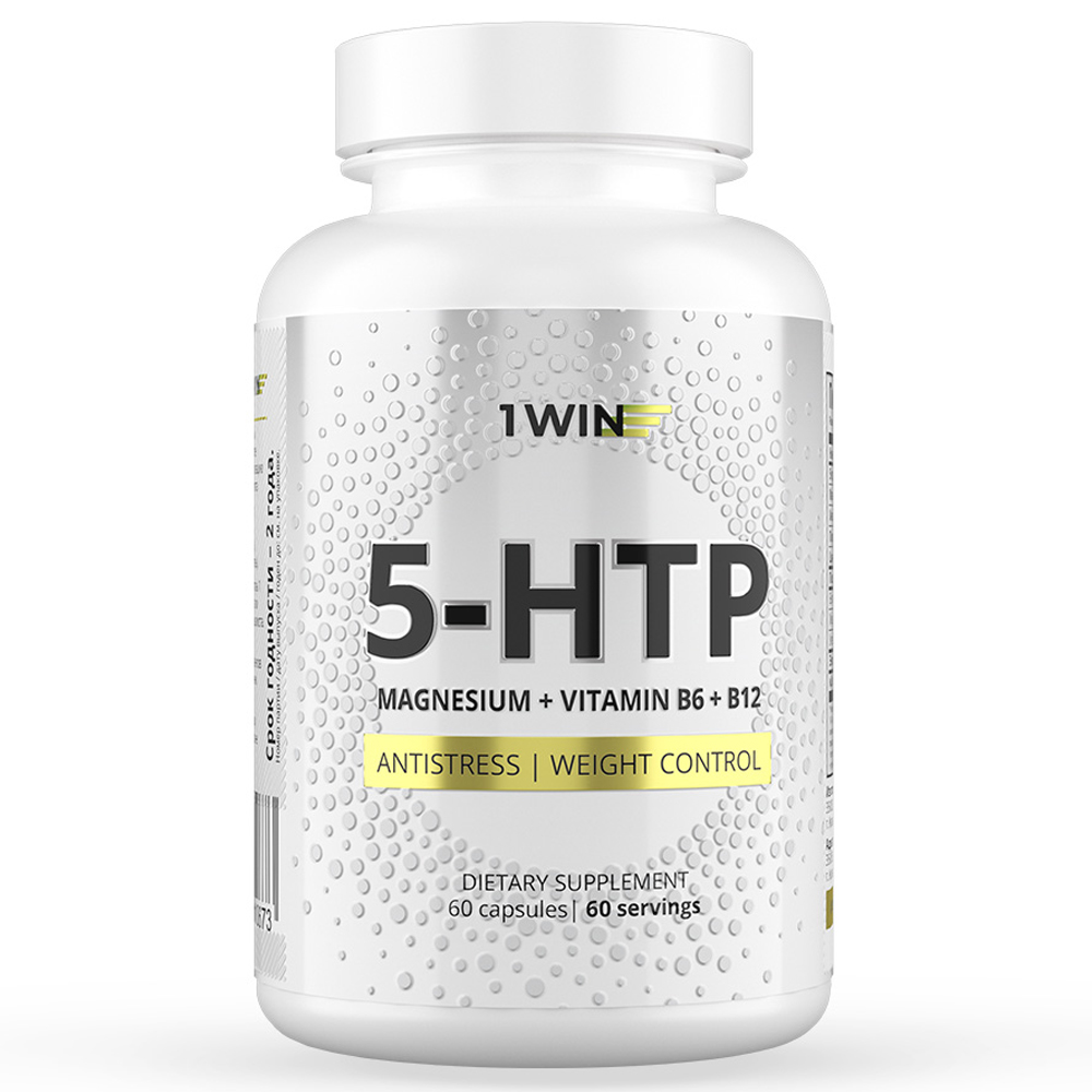1Win Комплекс 5-HTP c магнием и витаминами группы В, 60 капсул (1Win, Aminoacid) doctorwell бад витамины для нервной системы успокоительные от стресса для сна триптофан 5 htp витаминный комплекс группы b 50 мг