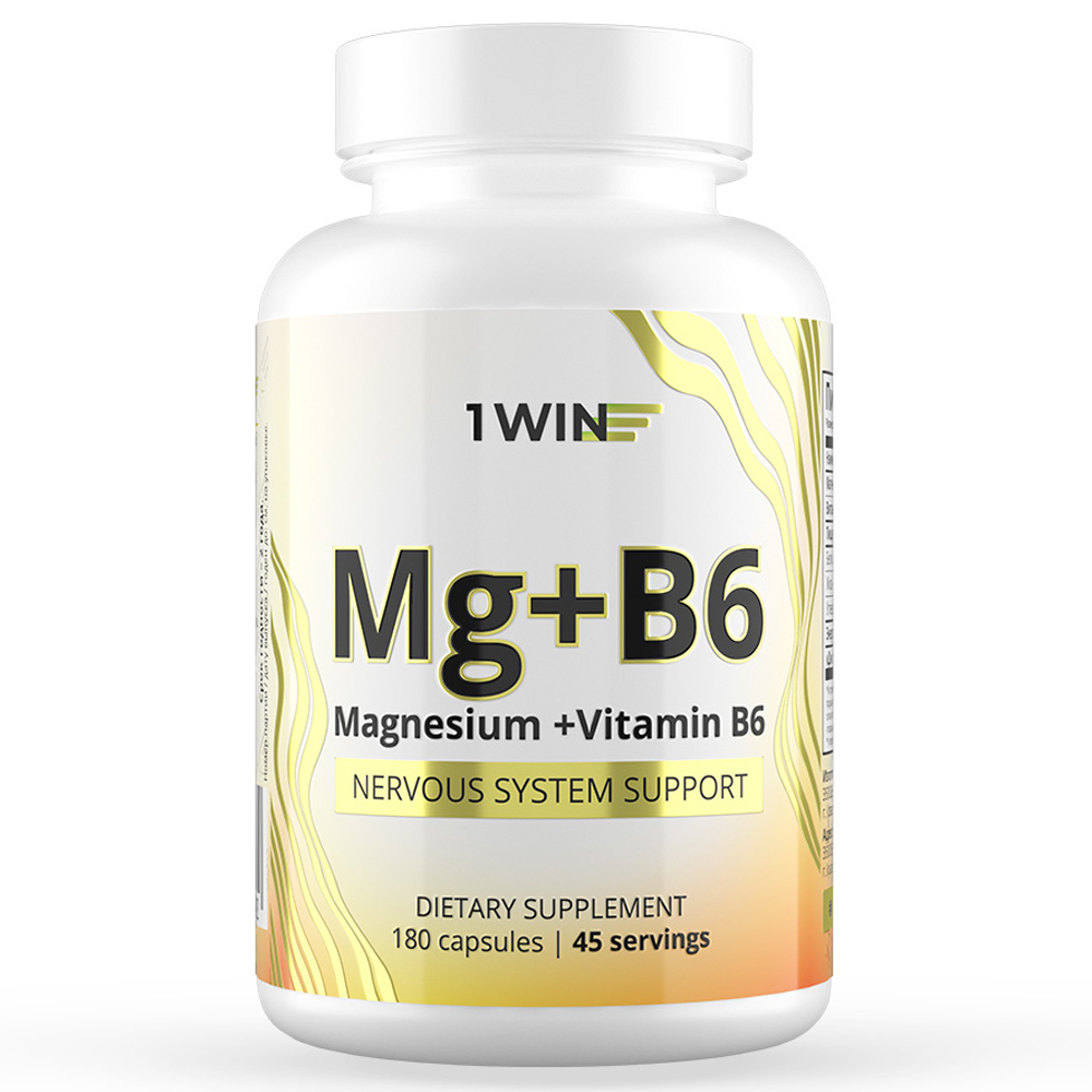 1Win Комплекс «Магния цитрат с витамином B6», 180 капсул (1Win, Vitamins & Minerals) источник магния и витамна в6 magnesium b6 120 капсул