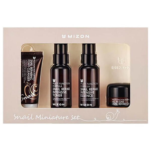 Mizon Набор миниатюр с муцином улитки Snail Miniature Set, 4 средства (Mizon, Snail Repair) mizon универсальный восстанавливающий крем с муцином улитки 75 мл 2 53 жидк унции