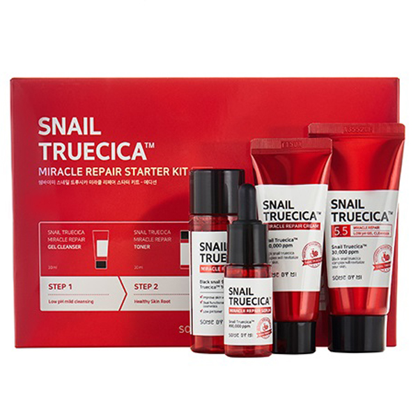 Some By Mi Стартовый набор Miracle Repair Starter Kit, 4 средства (Some By Mi, Snail Truecica) some by mi snail truecica стартовый набор для чудесного восстановления набор из 4 продуктов