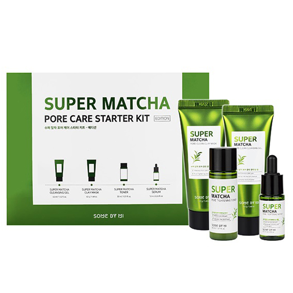 Some By Mi Стартовый набор Pore Care Starter Kit, 4 средства (Some By Mi, Super Matcha) тонер для лица с мёдом biotique honey water pore tightening toner with himalayan waters 120 мл