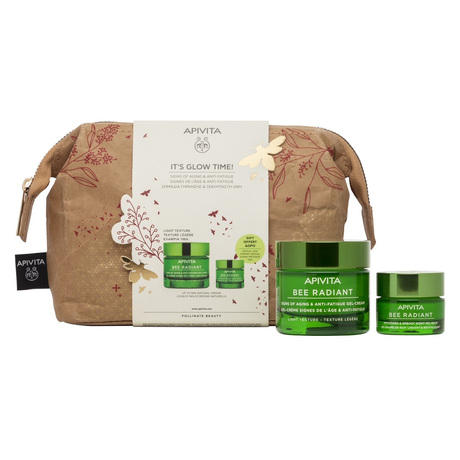 Апивита Набор It's Glow Time: гель-крем 50 мл + ночной бальзам 15 мл (Apivita, Bee Radiant) фото 0