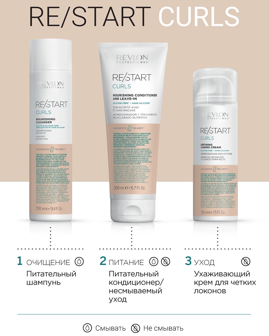 Ревлон Профессионал Бессульфатный питательный шампунь для вьющихся волос Nourishing Cleanser, 250 мл (Revlon Professional, Restart) фото 5