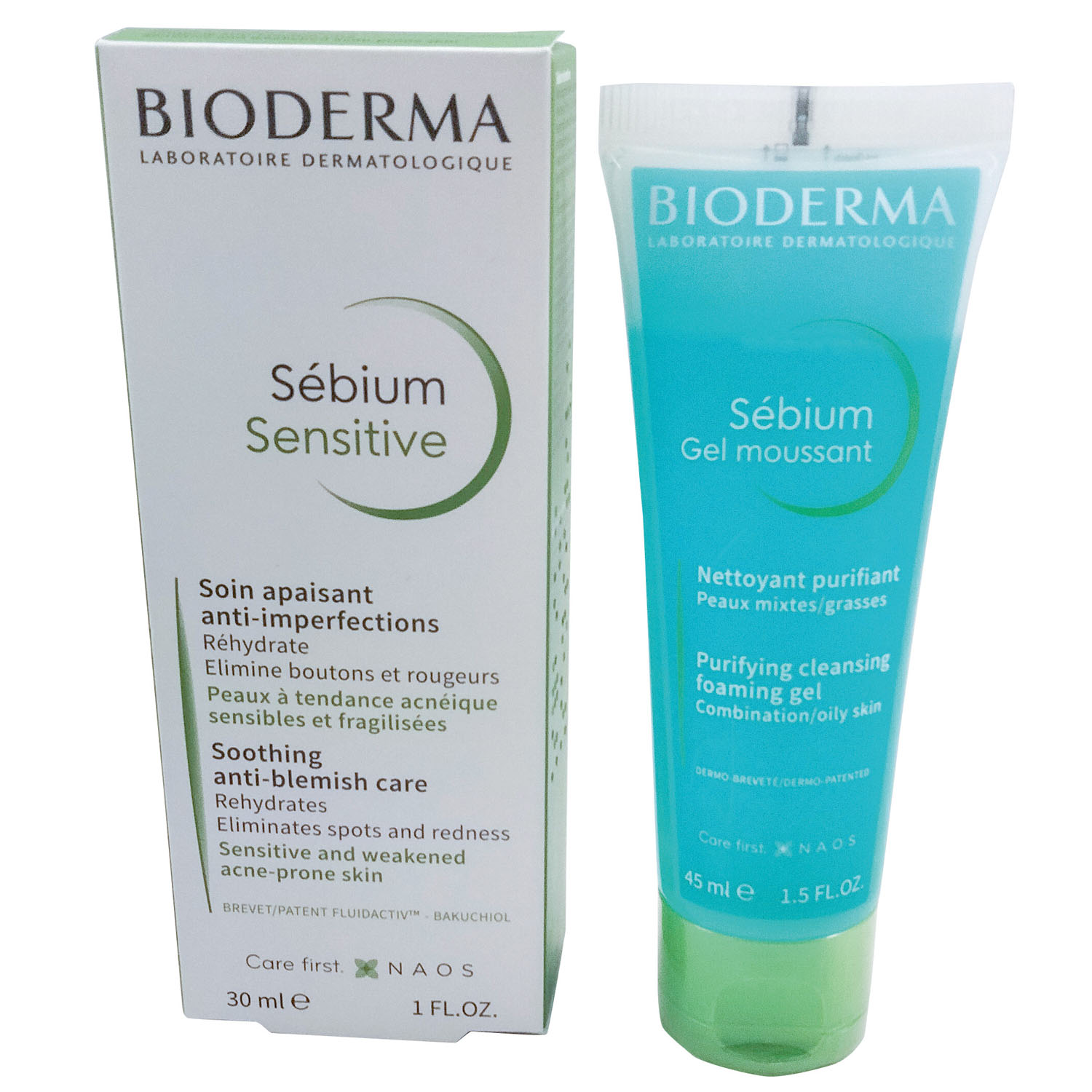 Биодерма Комплекс для борьбы с несовершенствами: крем-сенситив, 30 мл + гель, 45 мл (Bioderma, Sebium) фото 1