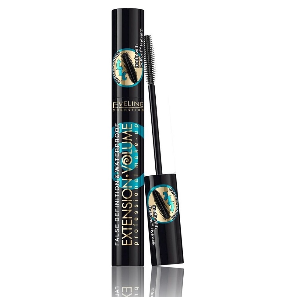 Эвелин Косметикс Водостойкая тушь для ресниц Extension Volume False Definition & Waterproof черная, 10 мл (Eveline Cosmetics, Декоративная косметика) фото 0