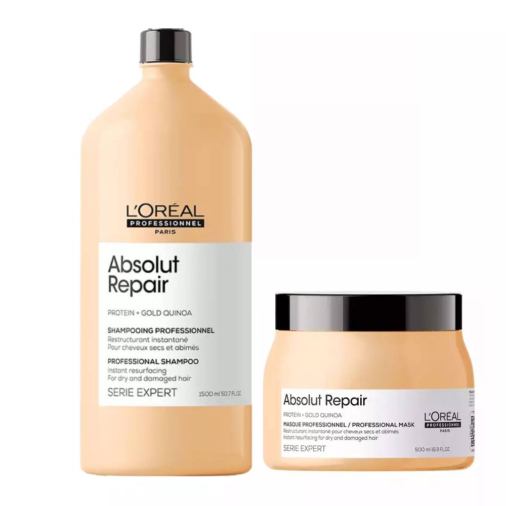 L'oreal Professionnel Набор Absolut Repair для восстановления поврежденных волос (шампунь 1500 мл + маска 500 мл) (L'oreal Professionnel, Serie Expert) ампула aromatica для волос с протеином из киноа 100 мл