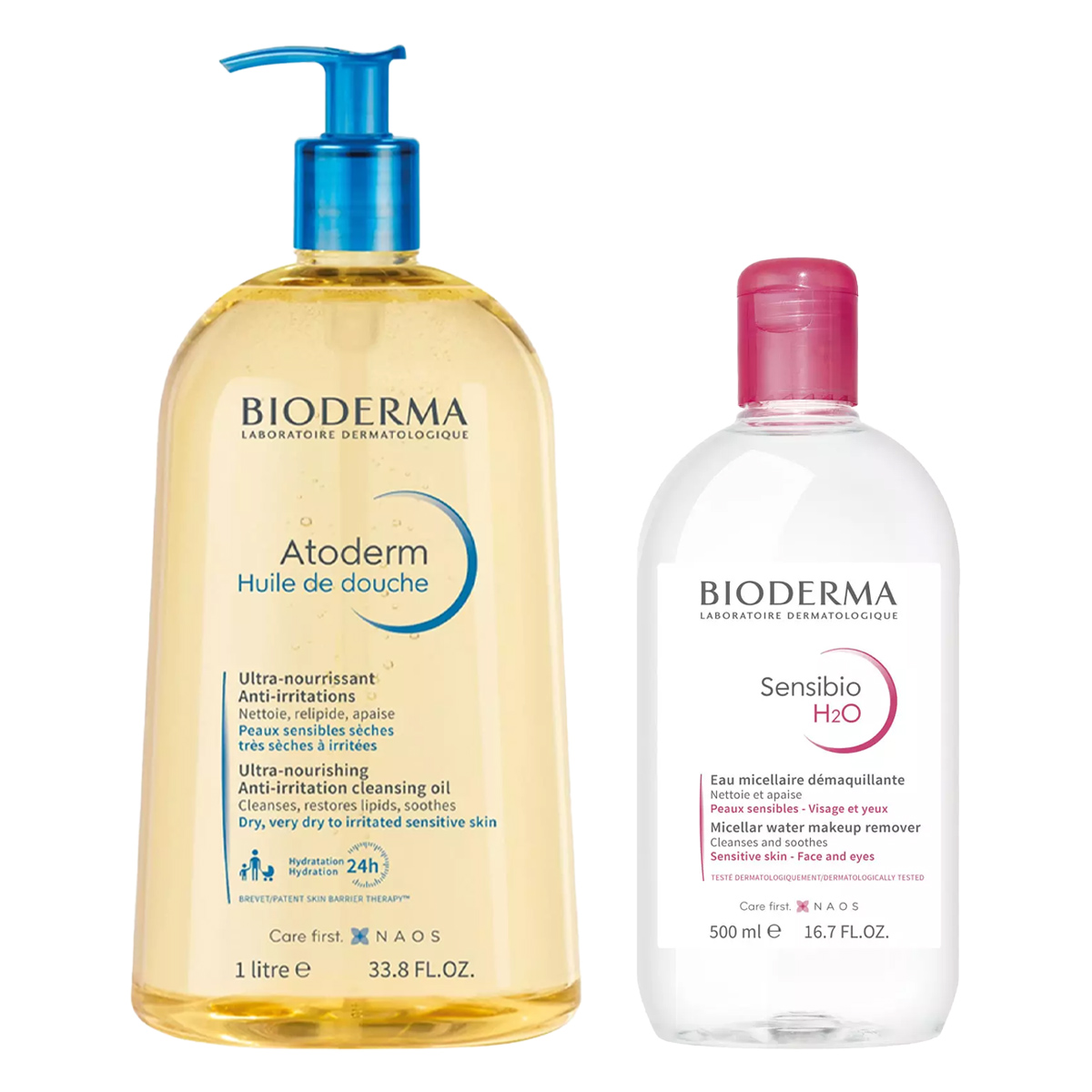 Bioderma Набор бестселлеров для очищения лица и тела: масло для душа 1 л + мицеллярная вода 500 мл (Bioderma, Atoderm)