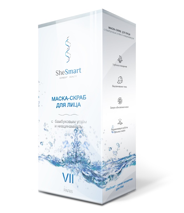 Ши Смарт Маска-скраб с бамбуковым углём и ниацинамидом, 150 мл (She Smart, ) фото 1