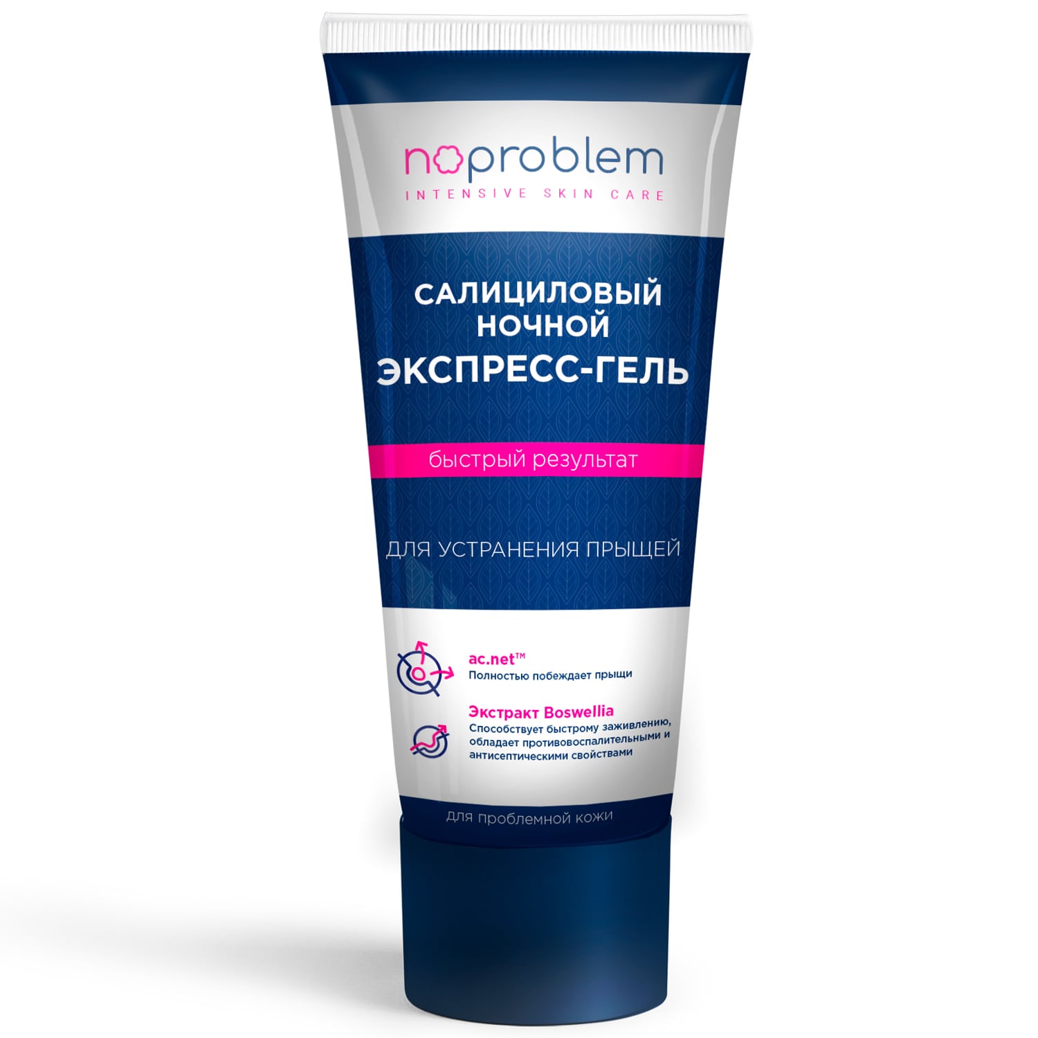 Organic Slim Салициловый ночной экспресс-гель для устранения прыщей Noproblem, 100 мл (Organic Slim, )