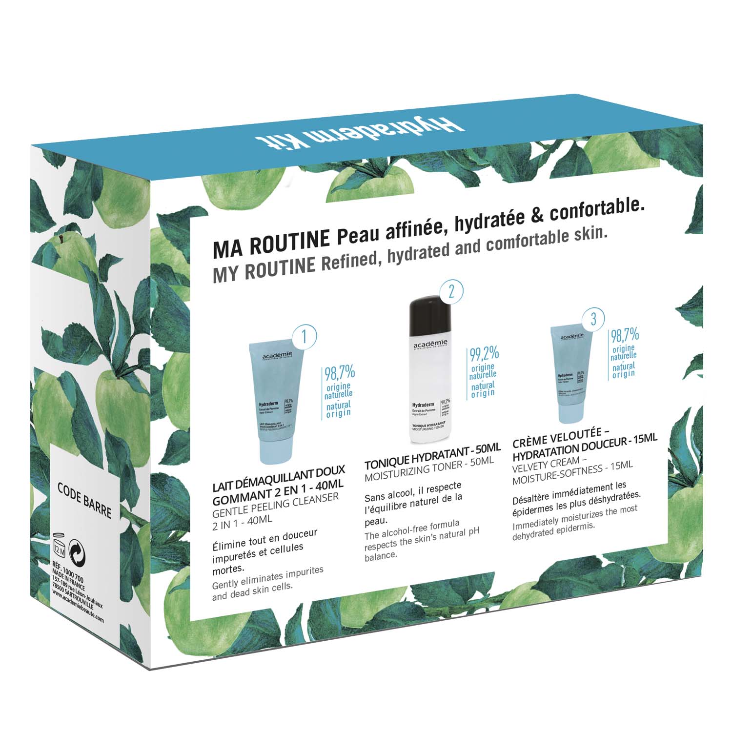 Академи Дорожный набор Hydraderm (молочко мягкий-пилинг 2 в 1, 40 мл + увлажняющий тоник, 50 мл + мягкий увлажняющий крем-бархат, 15 мл) (Academie, Academie Visage - нормальная кожа) Академи Дорожный набор Hydraderm (молочко мягкий-пилинг 2 в 1, 40 мл + увлажняющий тоник, 50 мл + мягкий увлажняющий крем-бархат, 15 мл) (Academie, Academie Visage - нормальная кожа) фото 1