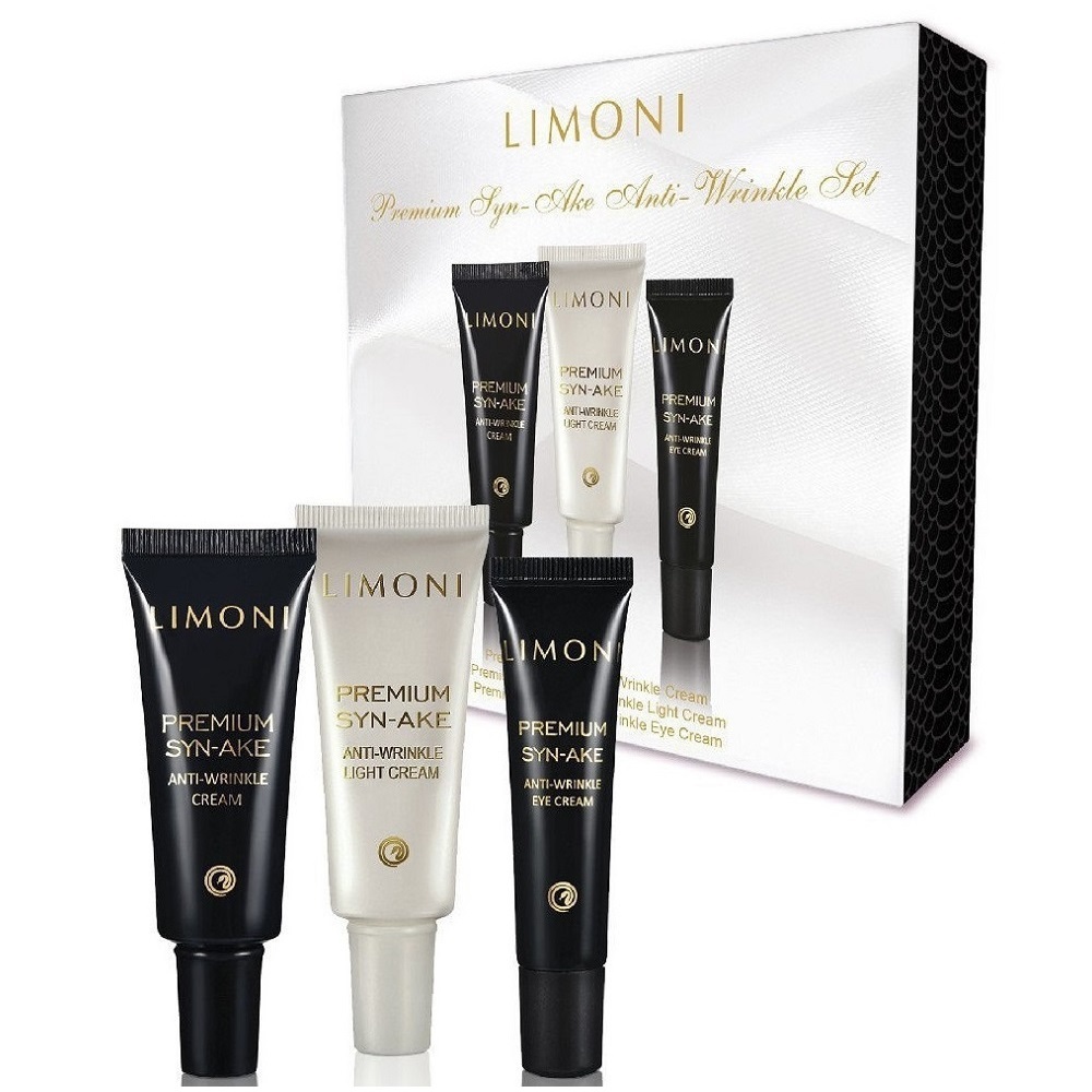 Limoni Стартовый антивозрастный набор Premium Syn-Ake Anti-Wrinkle Care Set: крем для лица 2х25 мл + крем для век 15 мл (Limoni, Наборы) фото
