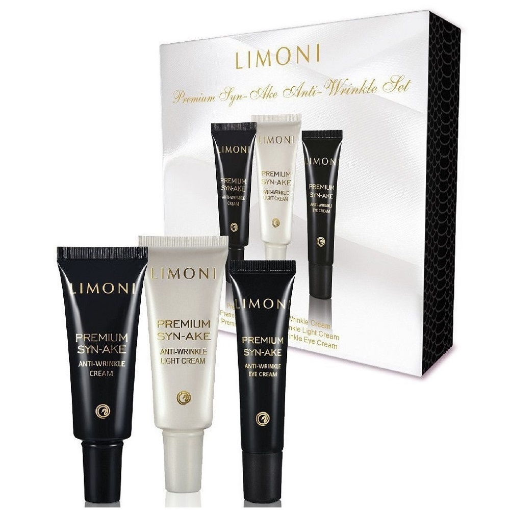 Лимони Стартовый антивозрастный набор Premium Syn-Ake Anti-Wrinkle Care Set: крем для лица 2х25 мл + крем для век 15 мл (Limoni, Наборы) фото 0
