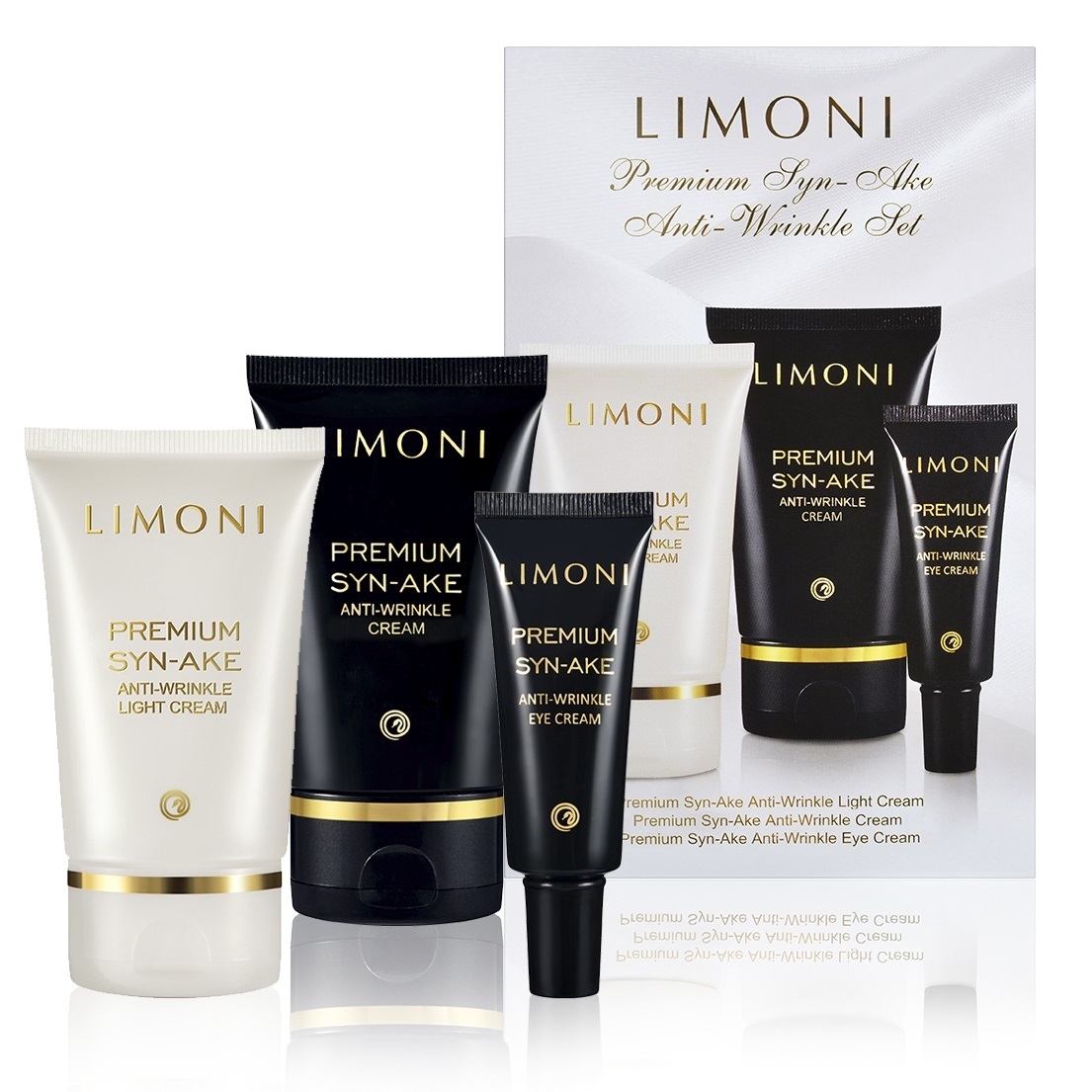 Limoni Подарочный набор Premium Syn-Ake Anti-Wrinkle Care Set: крем для лица 2х50 мл + крем для век 25 мл (Limoni, Наборы) антивозрастной крем для лица juvena master cream 50 мл