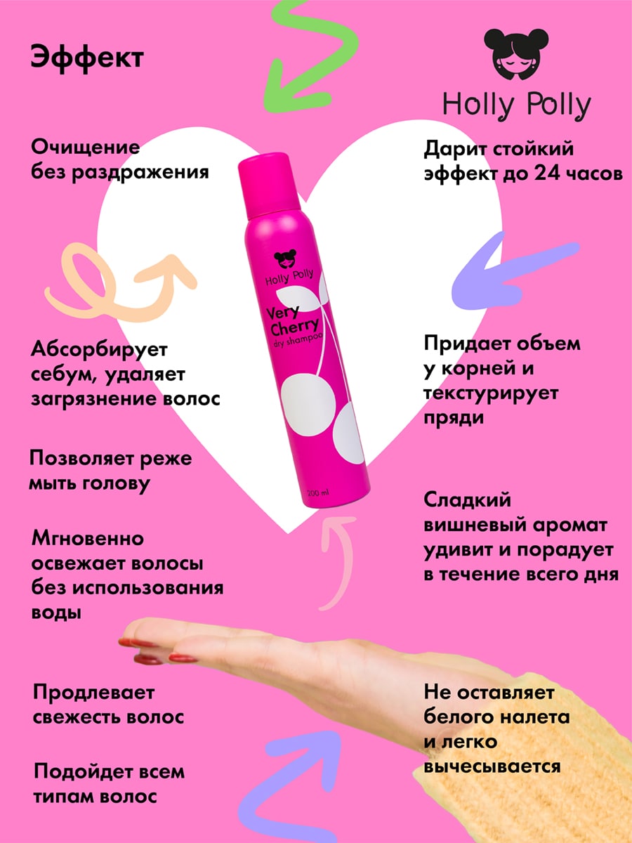 Холли Полли Сухой шампунь для всех типов волос Very Cherry, 200 мл (Holly Polly, Dry Shampoo) фото 3