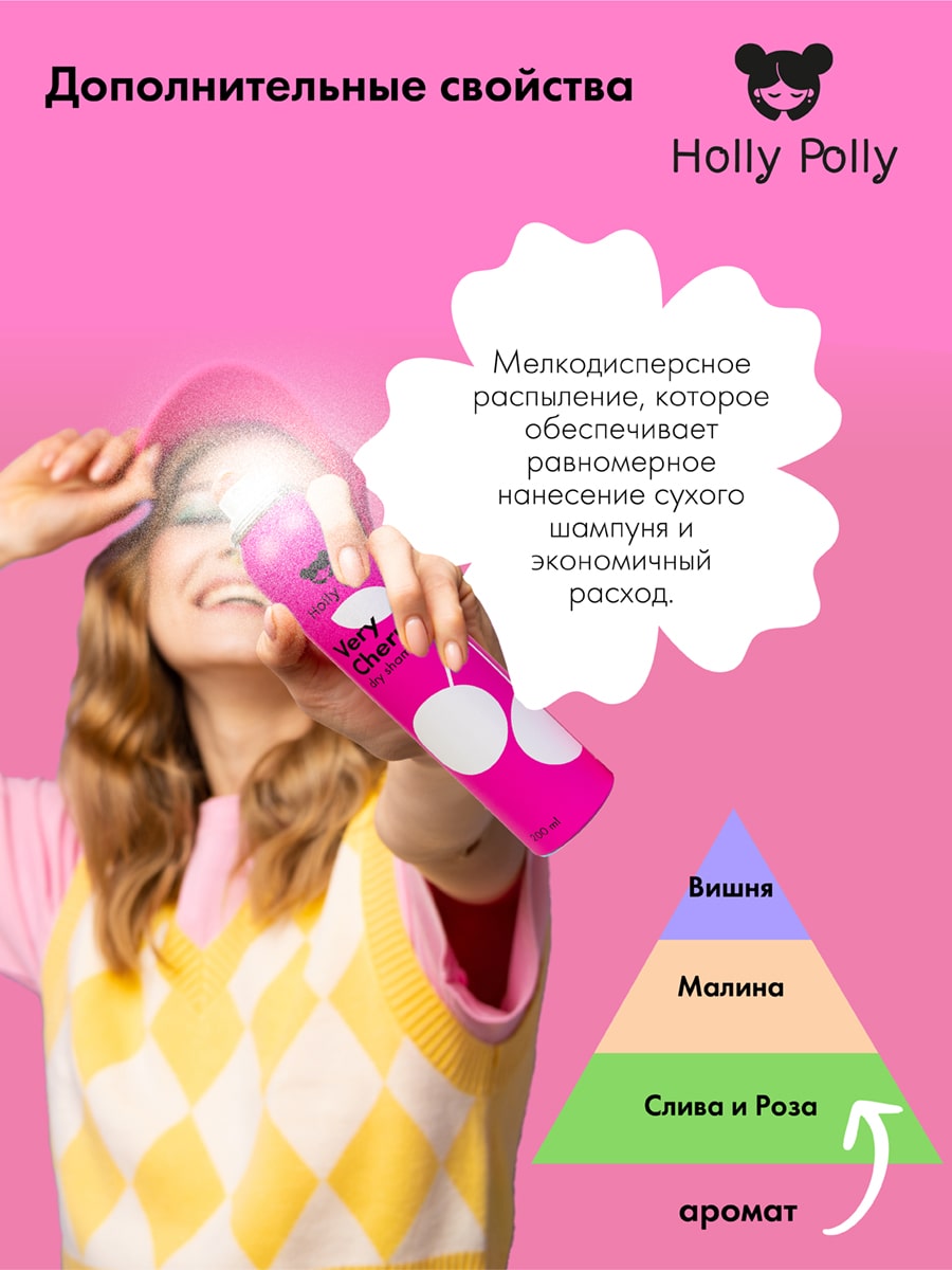 Холли Полли Сухой шампунь для всех типов волос Very Cherry, 200 мл (Holly Polly, Dry Shampoo) фото 5