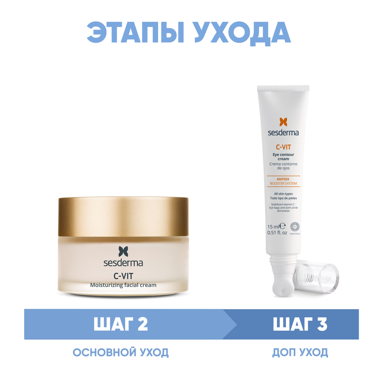 Сесдерма Программа Anti-Age основной и дополнительный уход: крем 50 мл + крем для век 15 мл (Sesderma, C-Vit) фото 1