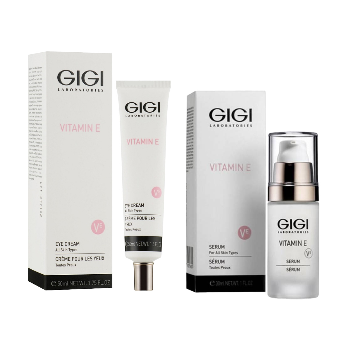 gigi крем для век eye cream 50 мл gigi vitamin e GiGi Набор Антиоксидант: крем для век 50 мл + сыворотка 30 мл (GiGi, Vitamin E)