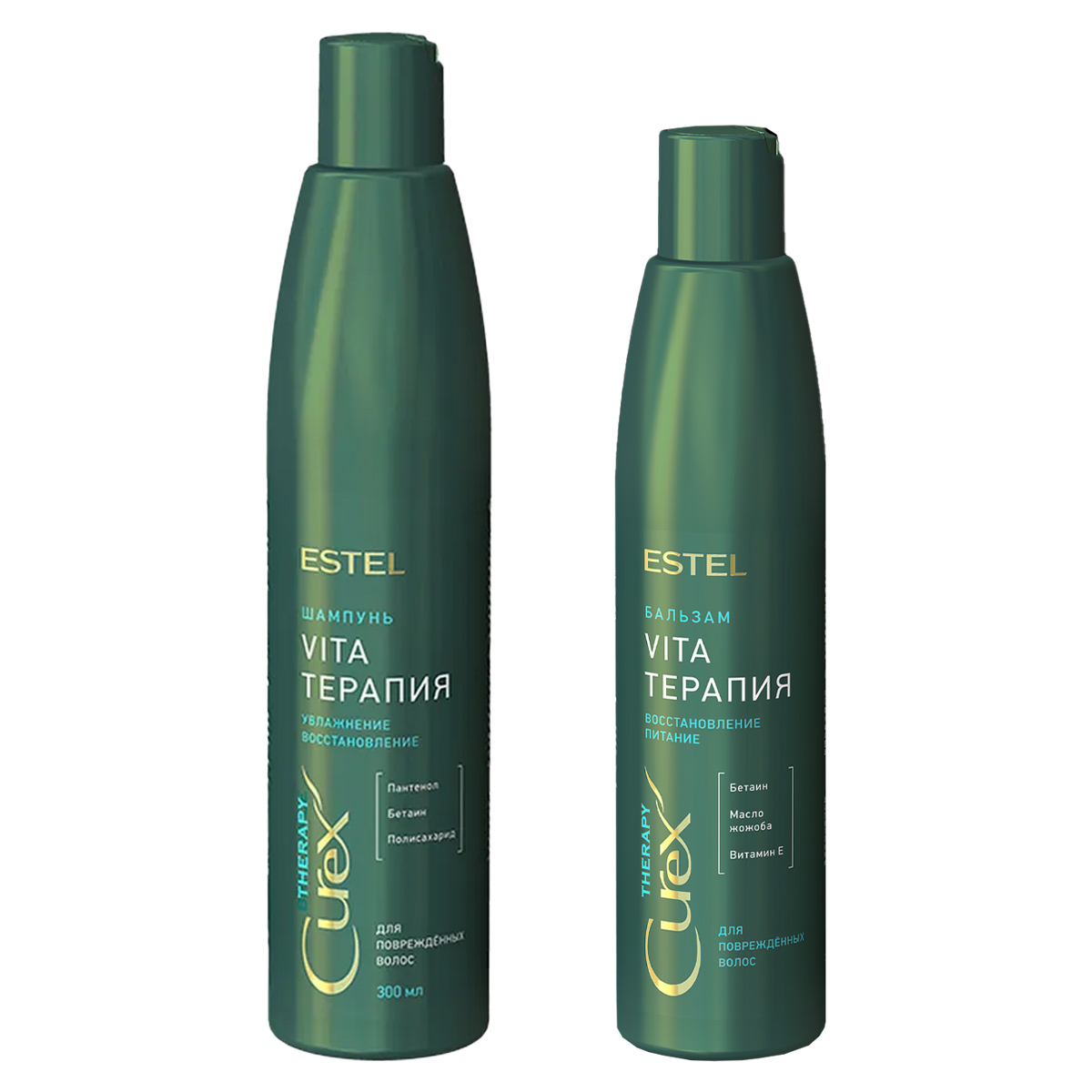 Estel Набор Vita-терапия для повреждённых волос: бальзам 250 мл + шампунь 300 мл (Estel, Curex) цена и фото