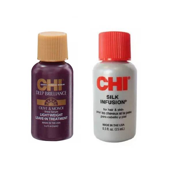 Купить Chi Набор для сияния волос: сыворотка 15 мл + гель 15 мл (Chi, Наборы), США