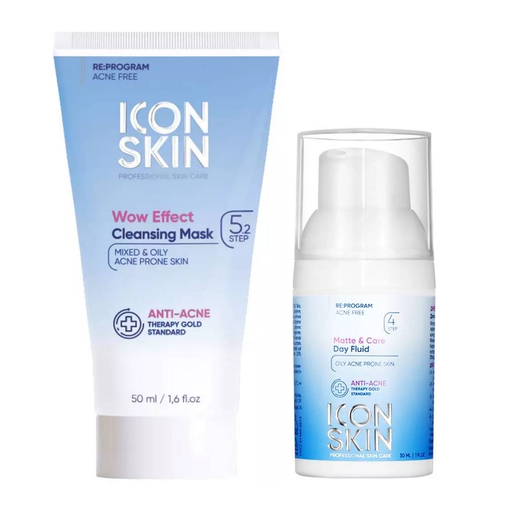 Icon Skin Набор для устранения жирного блеска: маска 50 мл + флюид 30 мл (Icon Skin, Re:Program)