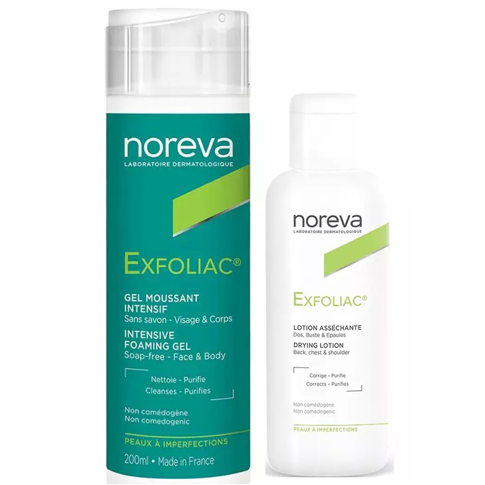 Noreva Набор для очищения кожи: гель, 200 мл + лосьон, 125 мл (Noreva, Exfoliac)