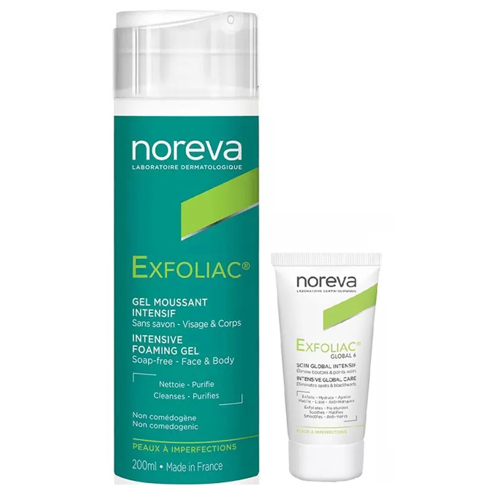 Noreva Набор для проблемной кожи: гель, 200 мл + крем, 30 мл (Noreva, Exfoliac)