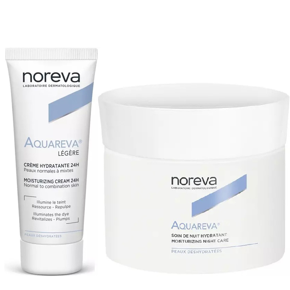 Noreva Набор для ежедневного увлажнения кожи: крем с легкой текстурой, 40 мл + ночной крем, 50 мл (Noreva, Aquareva)