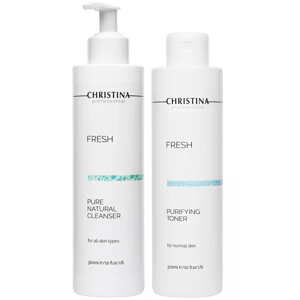 Christina Набор для очищения кожи: натуральный очиститель, 300 мл + тоник, 300 мл (Christina, Препараты общей линии)