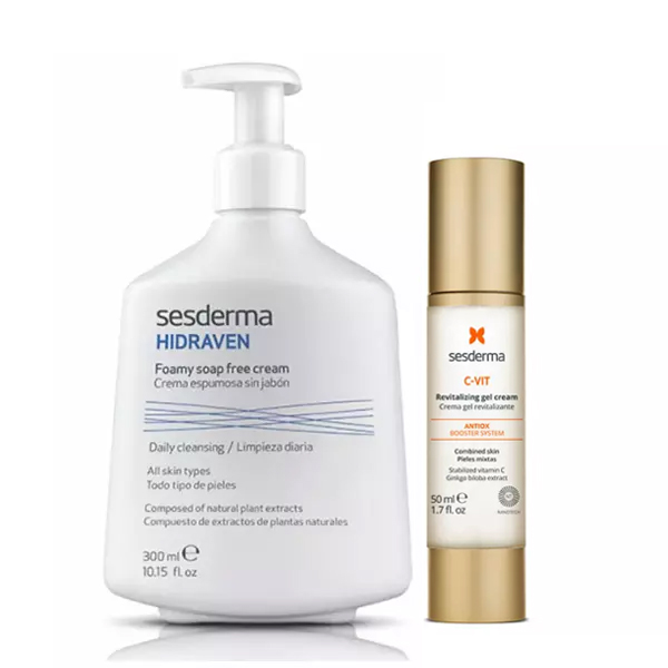 Sesderma Набор для ежедневного ухода: крем-гель 50 мл + крем-пенка 300 мл (Sesderma, Hidraven) sesderma набор для ежедневного ухода крем гель 50 мл крем пенка 300 мл sesderma hidraven